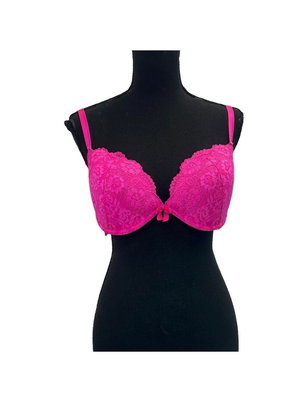 La Senza neon fluorescent pink lace push-up bra Sz 36D